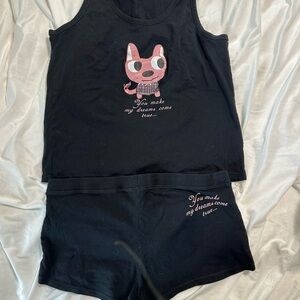 H&M Black Top with Pink Accents